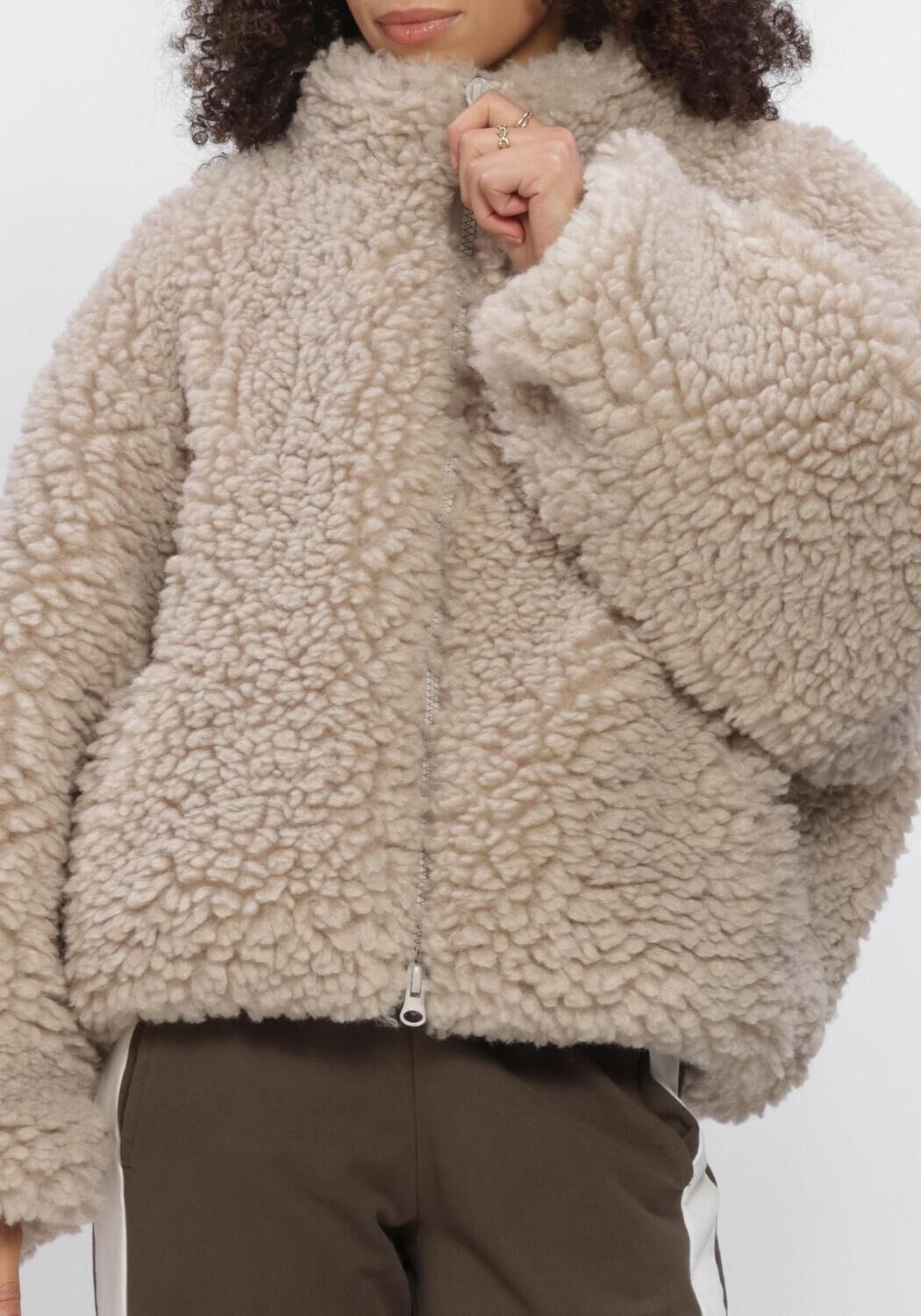 Beige PENN & INK Teddy-Jacke W26C384 - large