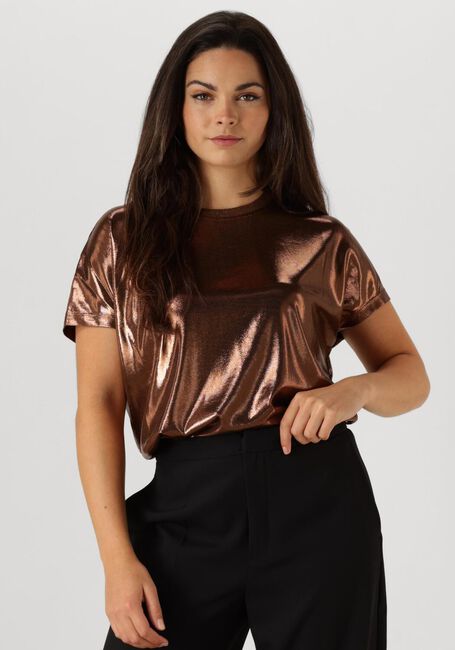 Bronzefarbene MOS MOSH T-shirt NIVOLA O-NECK METALLIC TEE - large