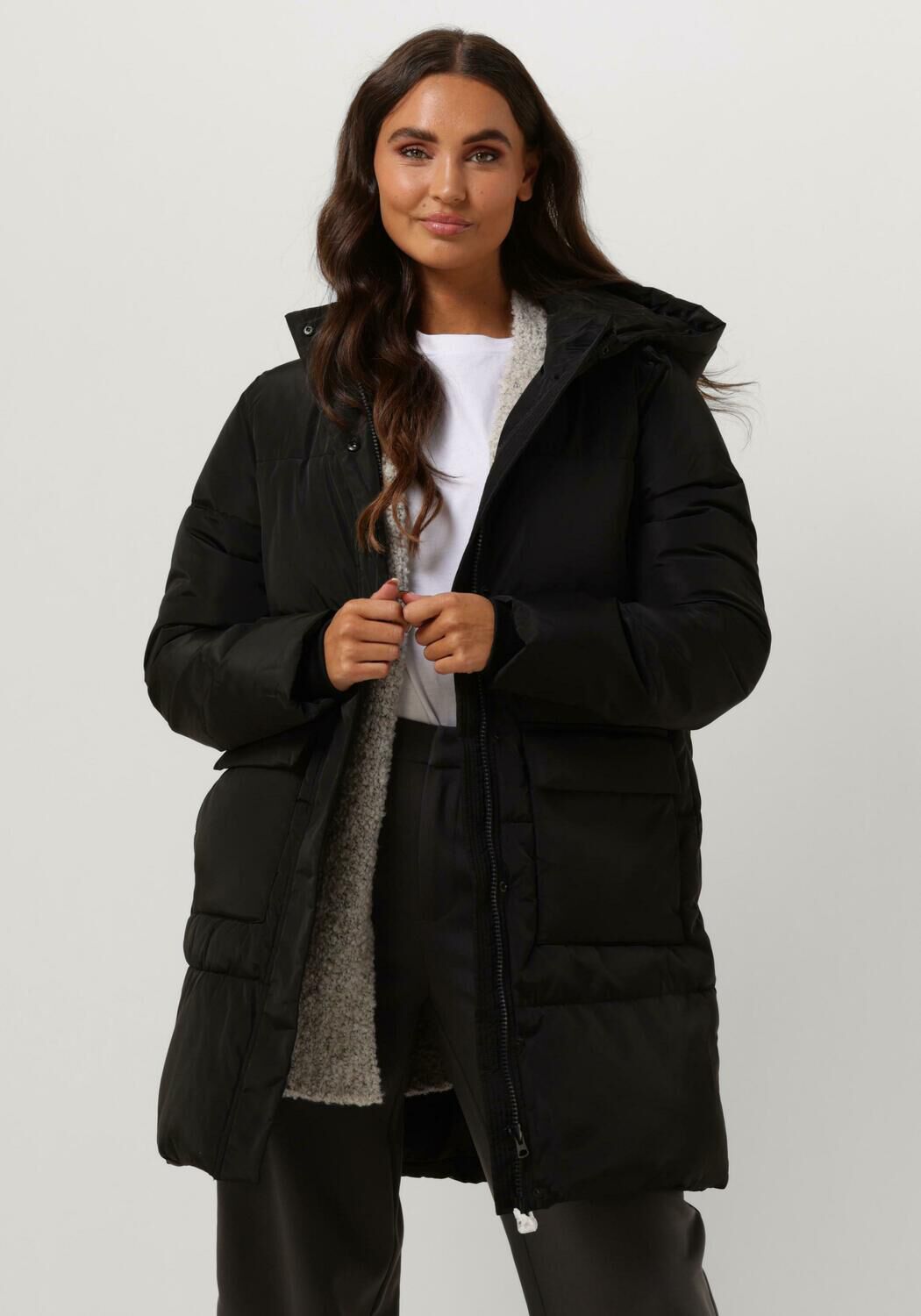 Black midi puffer coat online