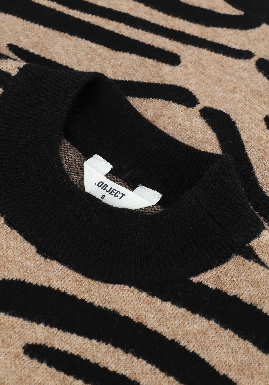 Camelfarbene OBJECT Pullover THESS L/S JACQUARD KNIT PULLOVER - large