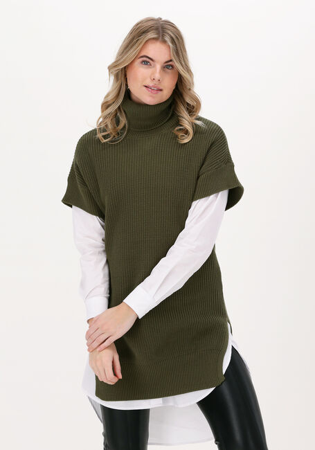 Grüne JUST FEMALE Strickjacke NORM ROLLNECK VEST - large