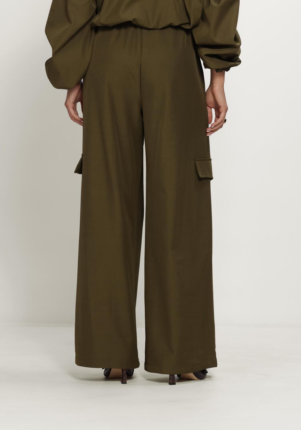Khaki REFINED DEPARTMENT Weite Hose LADIES WOVEN WIDE LEG CARGO PANTS MILA - large