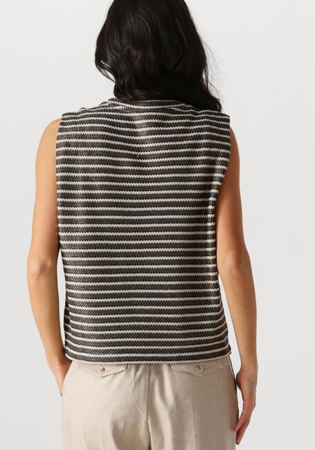 Schwarze SUMMUM T-shirt SLEEVELESS TOP KNITTED STRIPE COATED - large