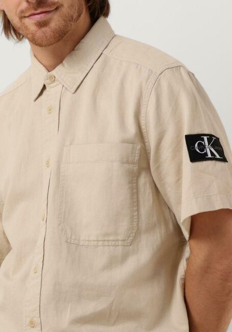 Beige CALVIN KLEIN Casual-Oberhemd LINEN SS SHIRT - large