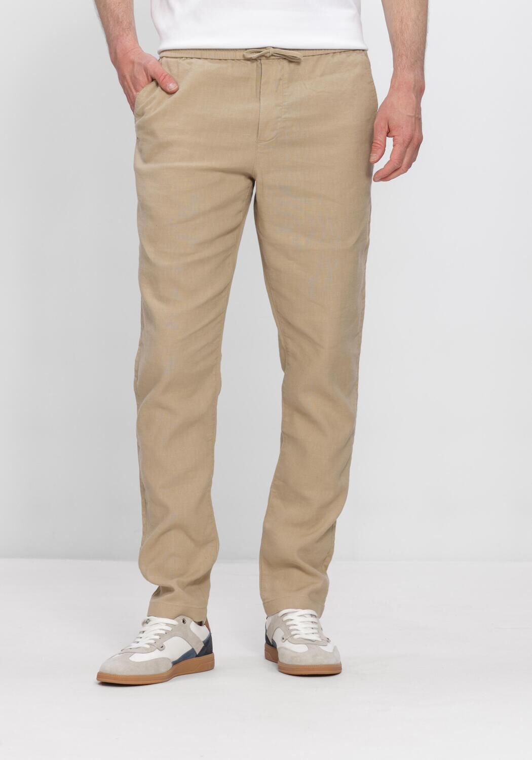 Beige TOMMY HILFIGER Chino HARLEM PO SORONA LINEN - large