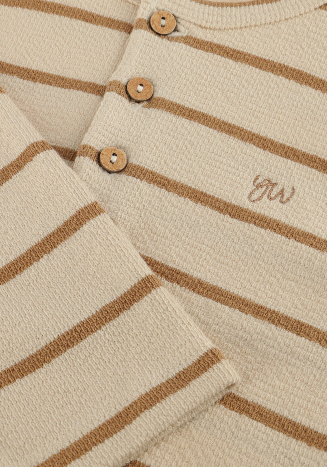 Beige YOUR WISHES Polo-Shirt STRIPE TERRY RELAXED GRANDDAD LONGSLEEVE - large