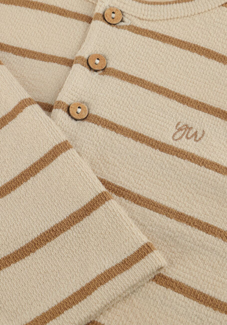 Beige YOUR WISHES Polo-Shirt STRIPE TERRY RELAXED GRANDDAD LONGSLEEVE - large