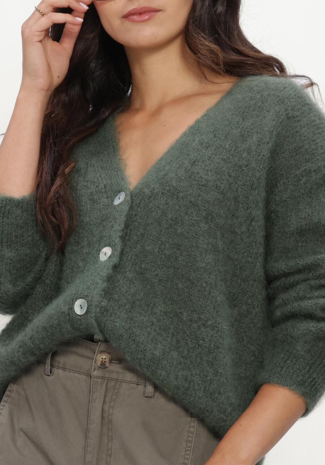 Gr&uuml;ne TWNS Pullover BUTTONED V-NECK LONG-SLEEVE CARDIGAN - large