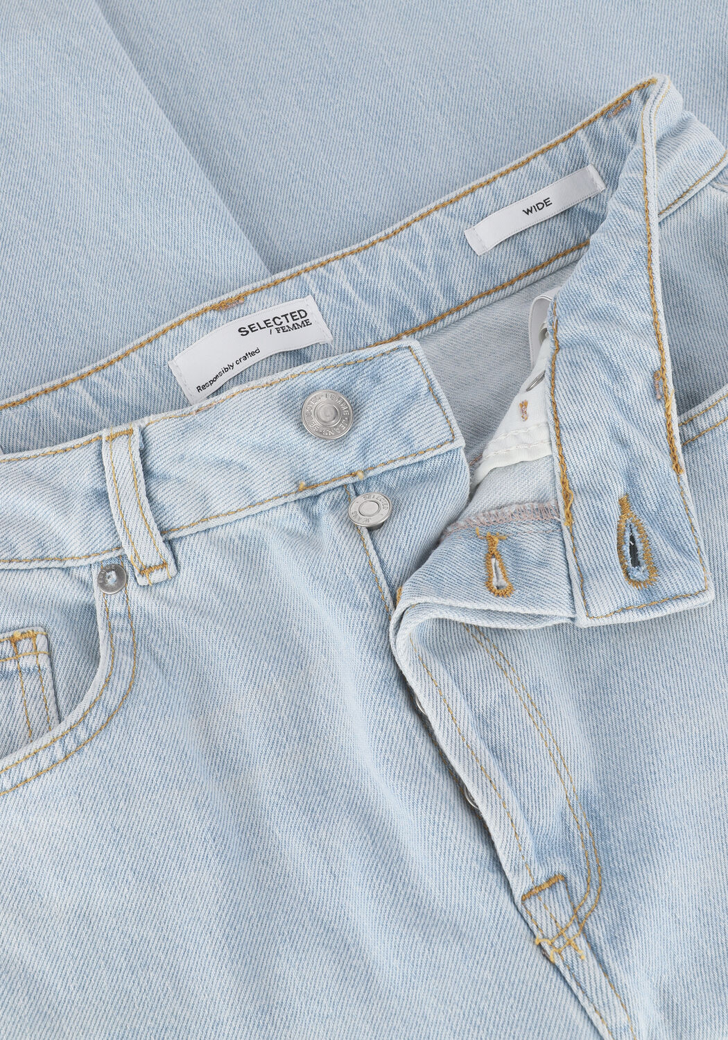 Hellblau SELECTED WOMEN Wide jeans SLFALICE HW WIDE LON - large