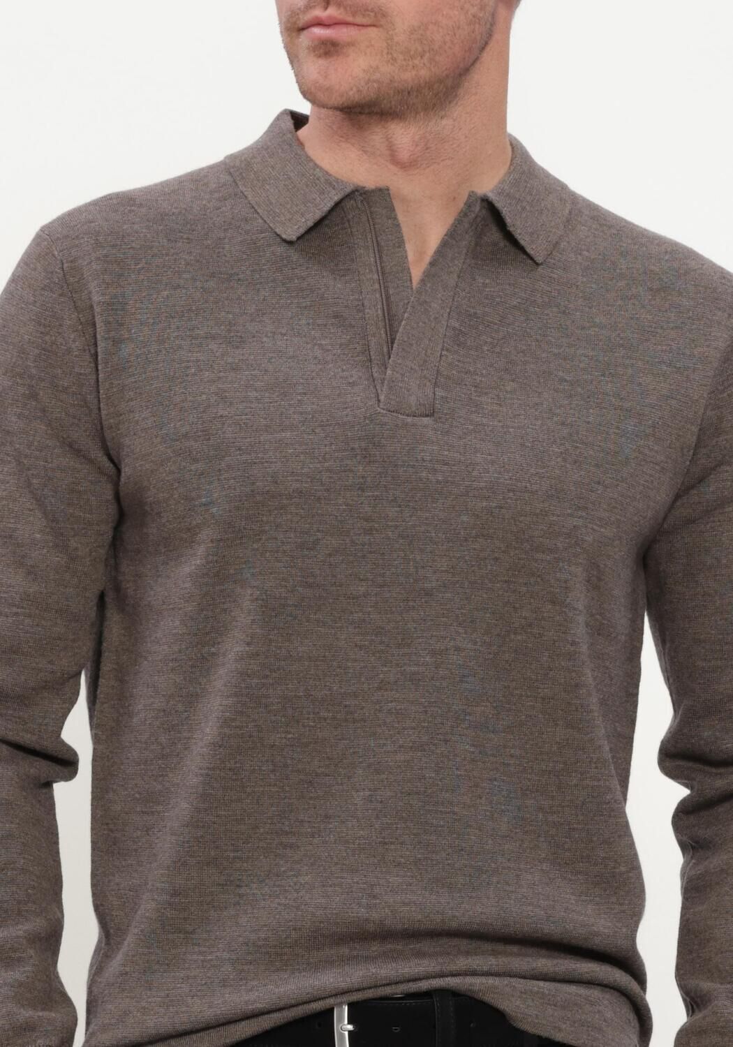 Taupe GENTILUOMO Pullover POLO ZIP LS - large