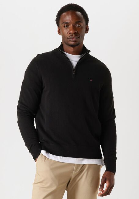 Schwarze TOMMY HILFIGER Pullover PIMA ORG CTN CASHMERE ZIP MOCK - large