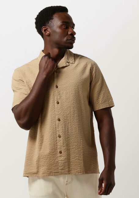 Camelfarbene ANERKJENDT Casual-Oberhemd AKLEO S/S SEERSUCKER SHIRT - large