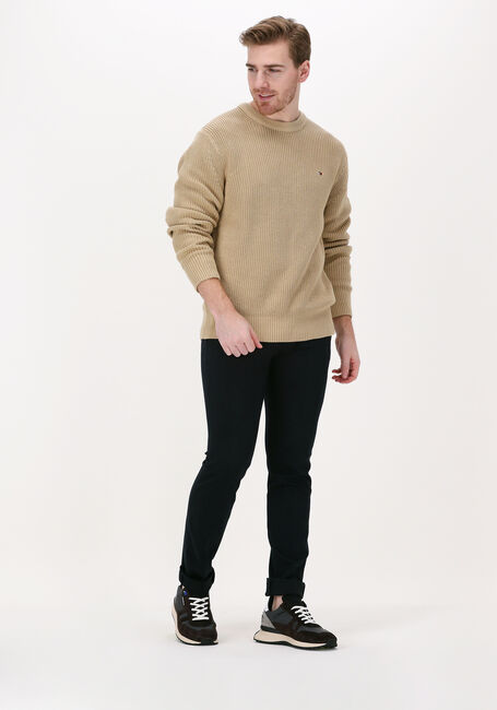 Camelfarbene TOMMY HILFIGER Pullover RIB TEXTURE CREW NECK - large