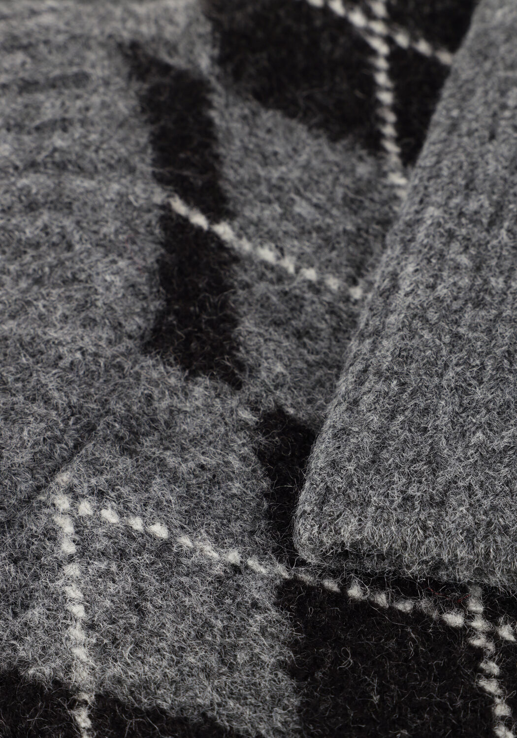 Graue NEO NOIR Blusen KICK CHECK KNIT BLOUSE - large