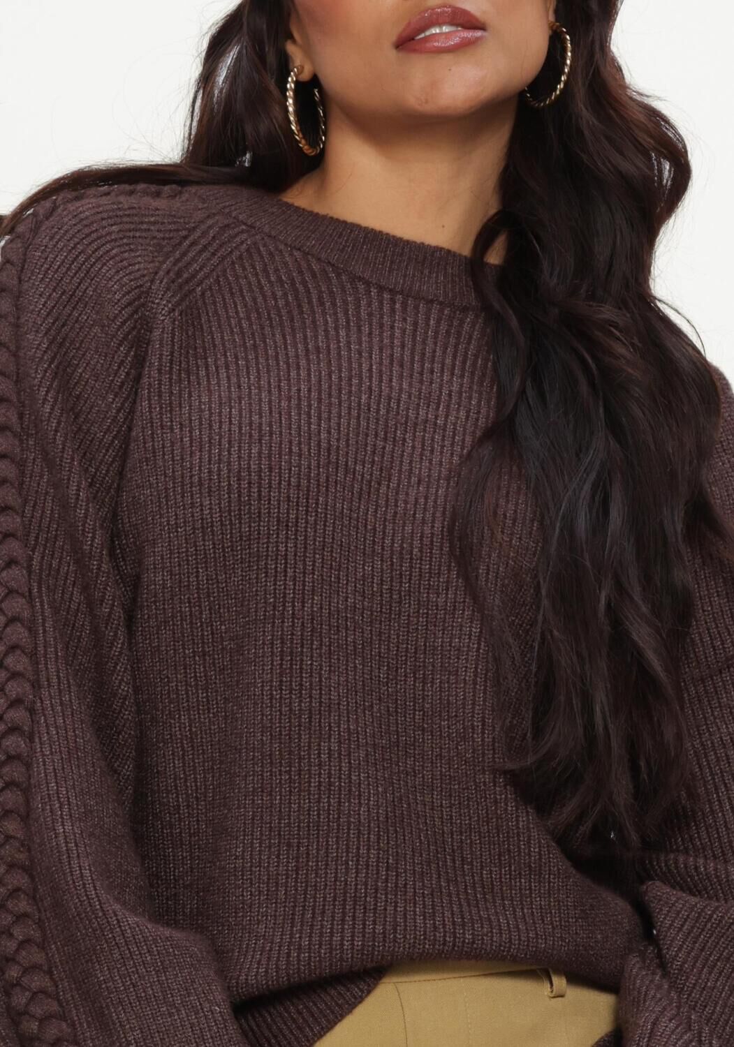 Braune OBJECT Pullover OBJHANNAH L/S RE KNIT PULLOVER NOOS - large