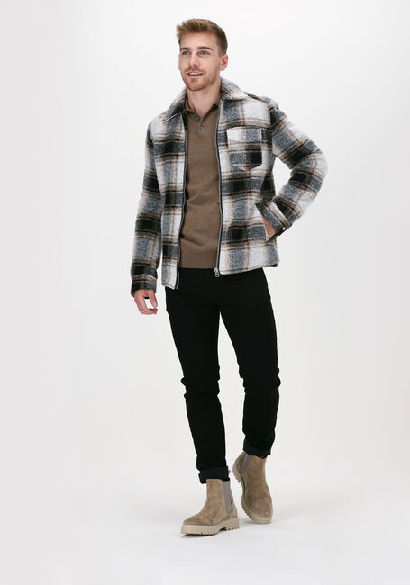 Taupe SELECTED MEN Polo-Shirt SLHBERG LS KNIT POLO NECK B NO - large