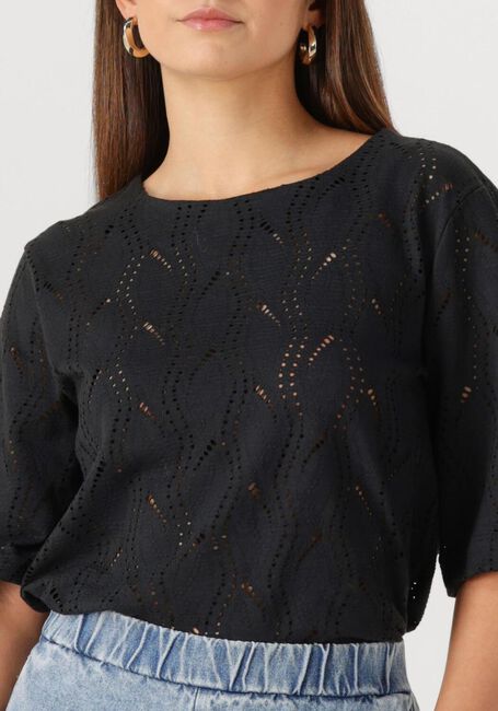 Schwarze OBJECT Top OBJAVA 2/4 LO O-NECK TOP - large