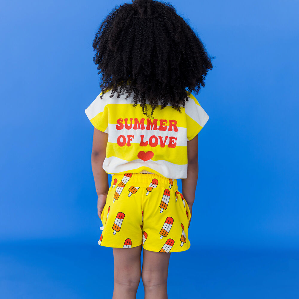 Gelbe CARLIJNQ Top STRIPES YELLOW - BALLOON TOP WITH EMBROIDERY - large