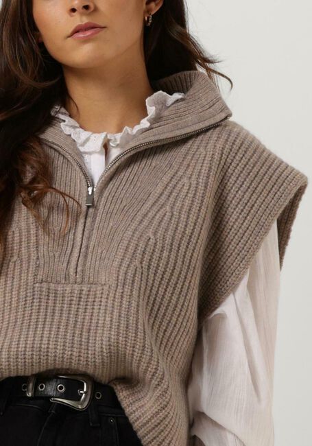 Taupe CO'COUTURE Spencer ROW ZIP VEST KNIT - large