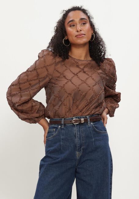 Braune OBJECT Blusen OBJLUISA L/S RE O-NECK - large