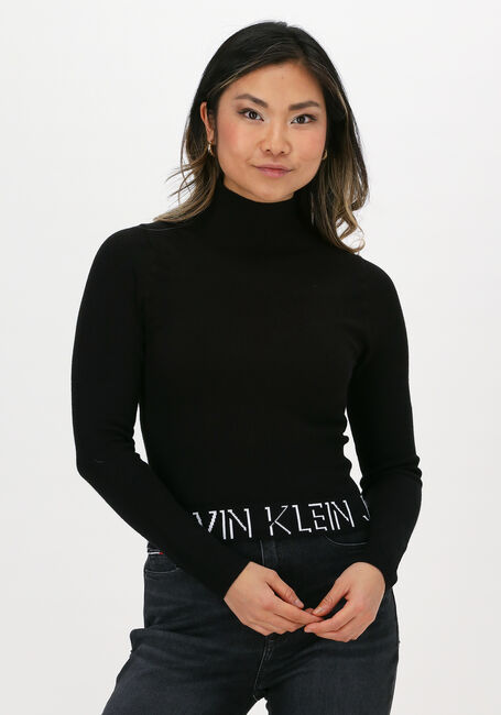Schwarze CALVIN KLEIN Pullover LOGO TAPE SWEATER - large