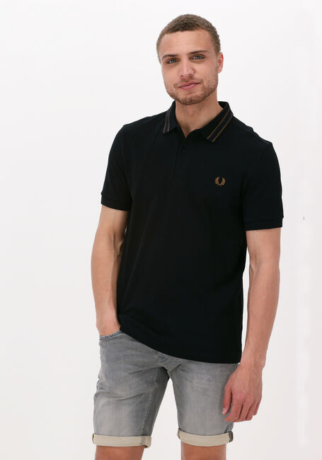Schwarze FRED PERRY Polo-Shirt MEDAL STRIPE POLO SHIRT - large