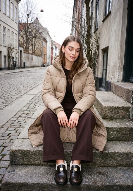 Beige WITHBLACK Wattierte Jack WBLGLORIAN LONG PUFFER COAT - large