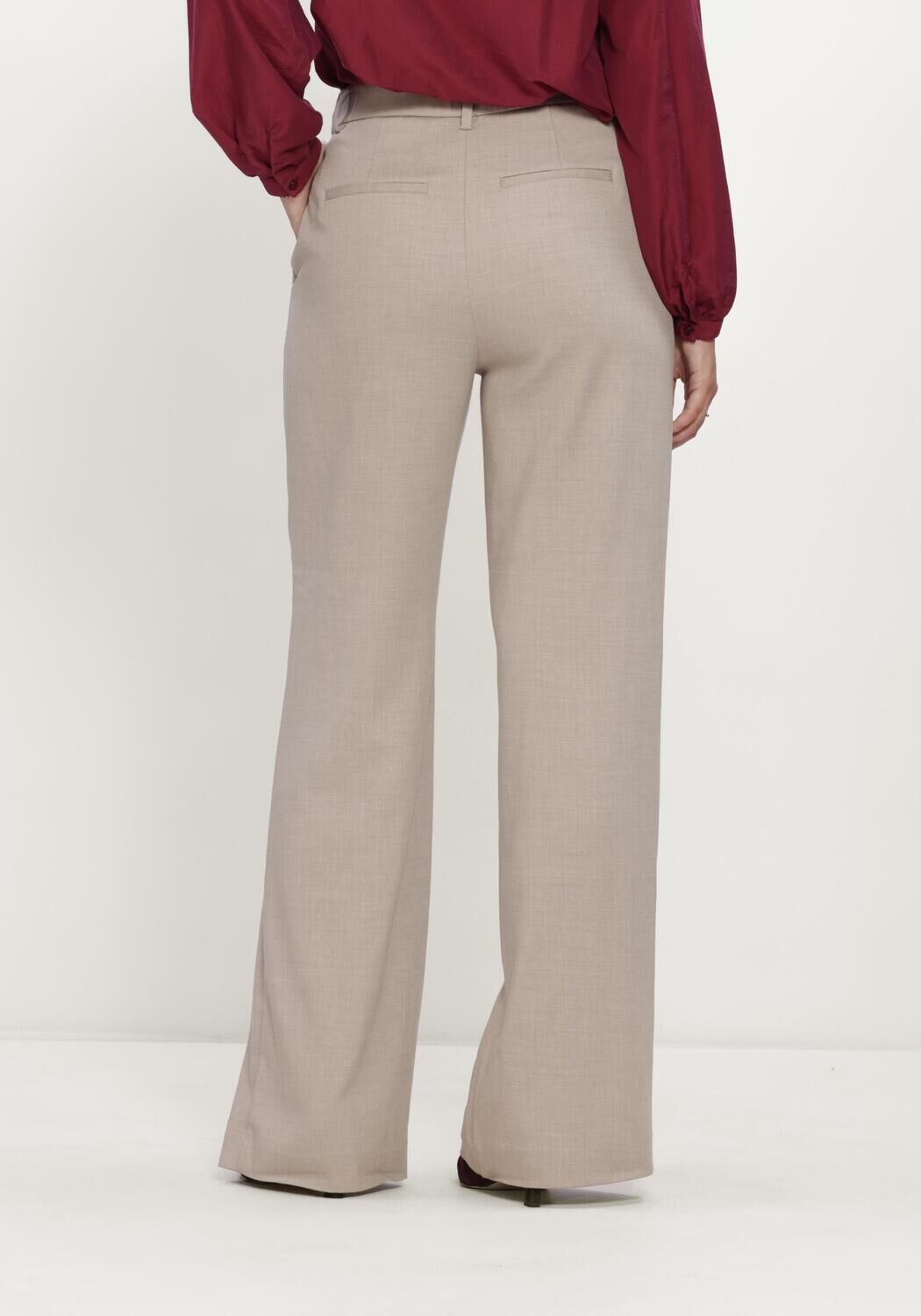Beige MSCH COPENHAGEN Weite Hose MSCHMARCELI HW PANTS LONG - large