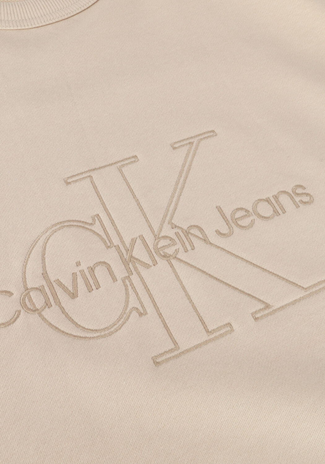 Beige CALVIN KLEIN Sweatshirt MONOLOGO WASHED CREW NECK - large