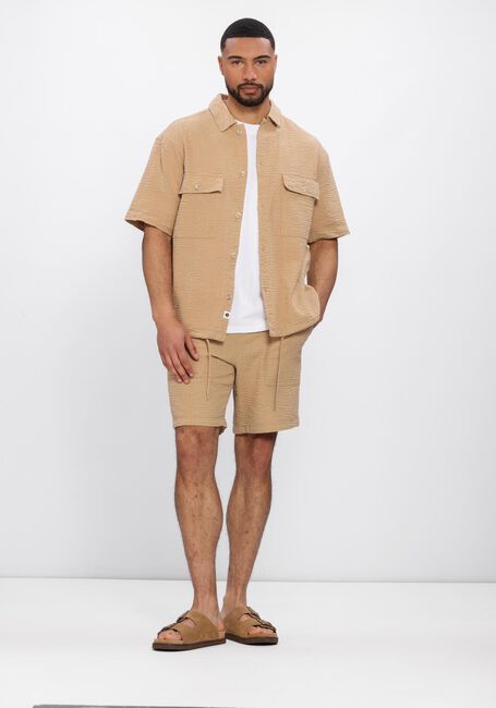 Beige ANERKJENDT Casual-Oberhemd AKOTTO SEERSUCKER SS OVERSHIRT - large