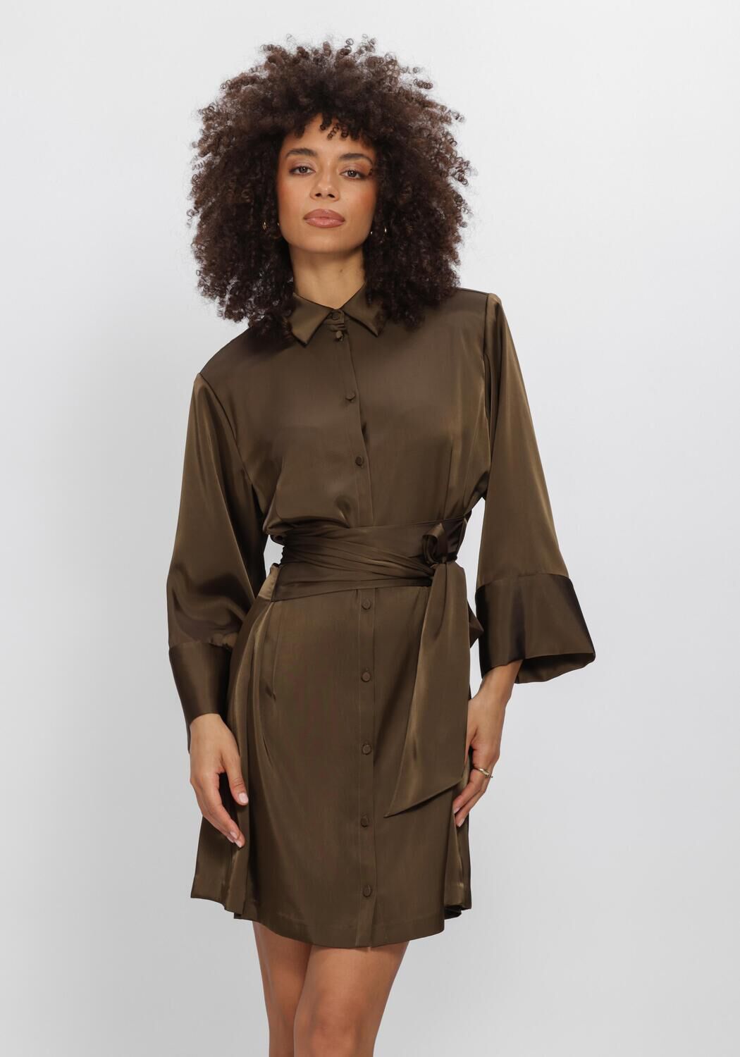 Braune DANTE6 Minikleid NOANNE SATIN-WRAP DRESS - large