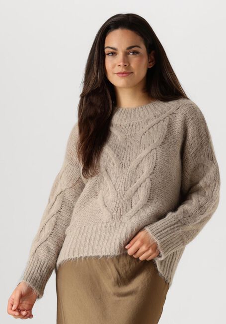 Beige SUMMUM Pullover SWEATER BIG CABLE KNIT - large