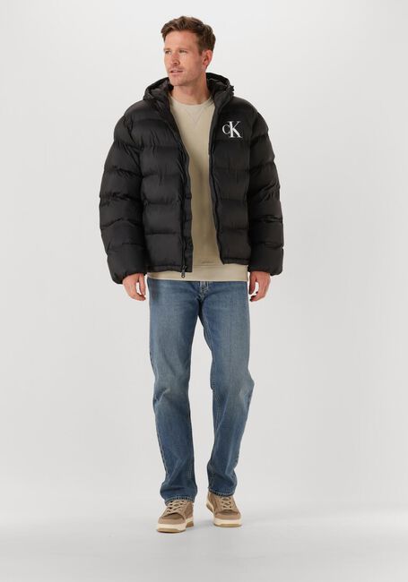 Schwarze CALVIN KLEIN Wattierte Jack LS NYLON MONGRAM PUFFER JKT - large