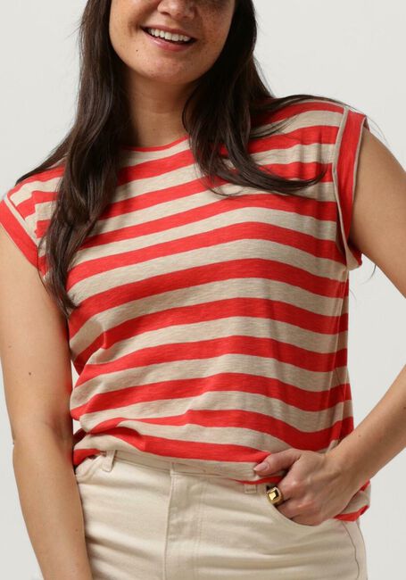 Rote BY-BAR T-shirt THELMA BIG STRIPE TOP - large