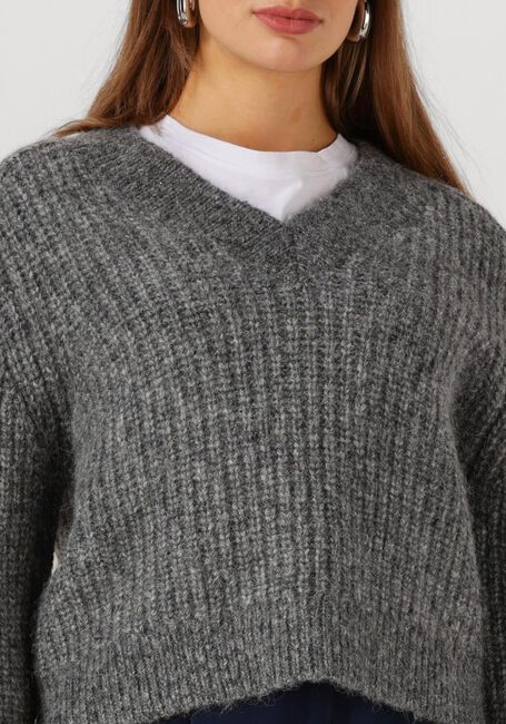 Graue SELECTED WOMEN Pullover SLFANJULI LS KNIT V-NECK - large