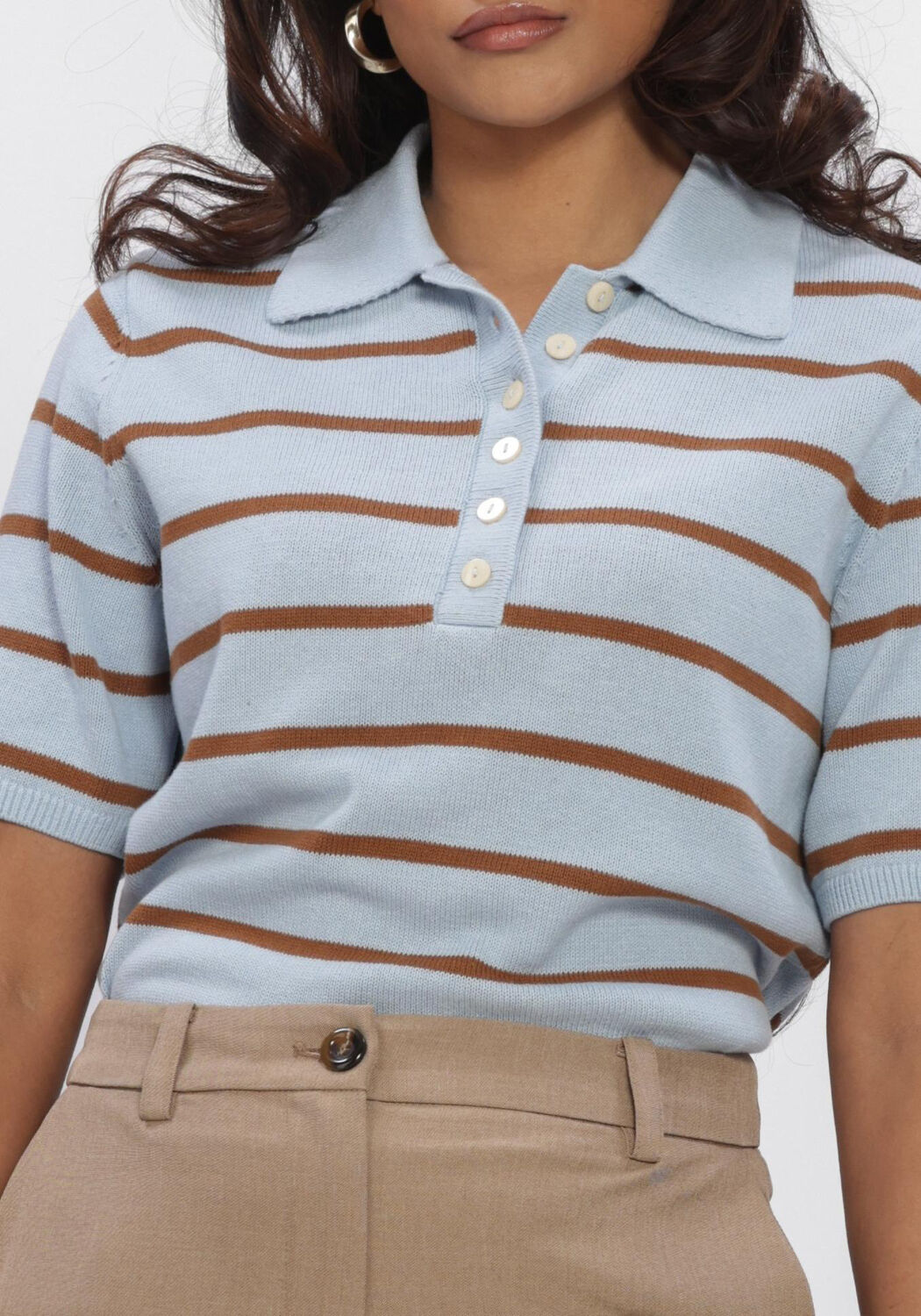 Mehrfarbige/Bunte MODSTR&Ouml;M Tops & T-shirts MALVAMD SS STRIPE POLO - large