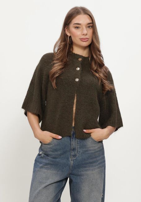 Dunkelgr&uuml;n NEO NOIR Strickjacke BENUTA FLUFFY KNIT CARDIGAN - large