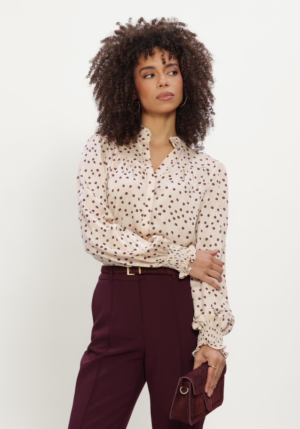 Beige NEO NOIR Blusen ASTRIDA FLOWER JACQUARD BLOUSE - large