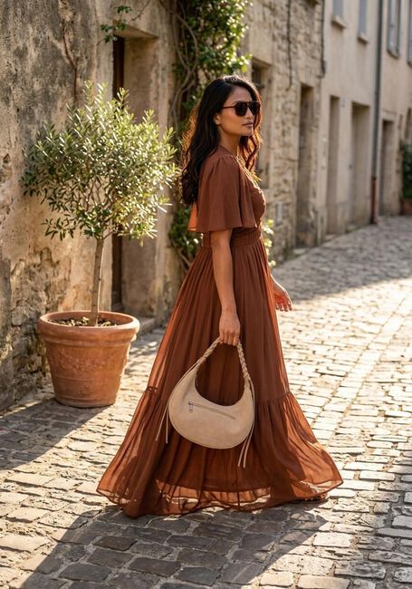 Braune IBANA Maxikleid DEJA - large