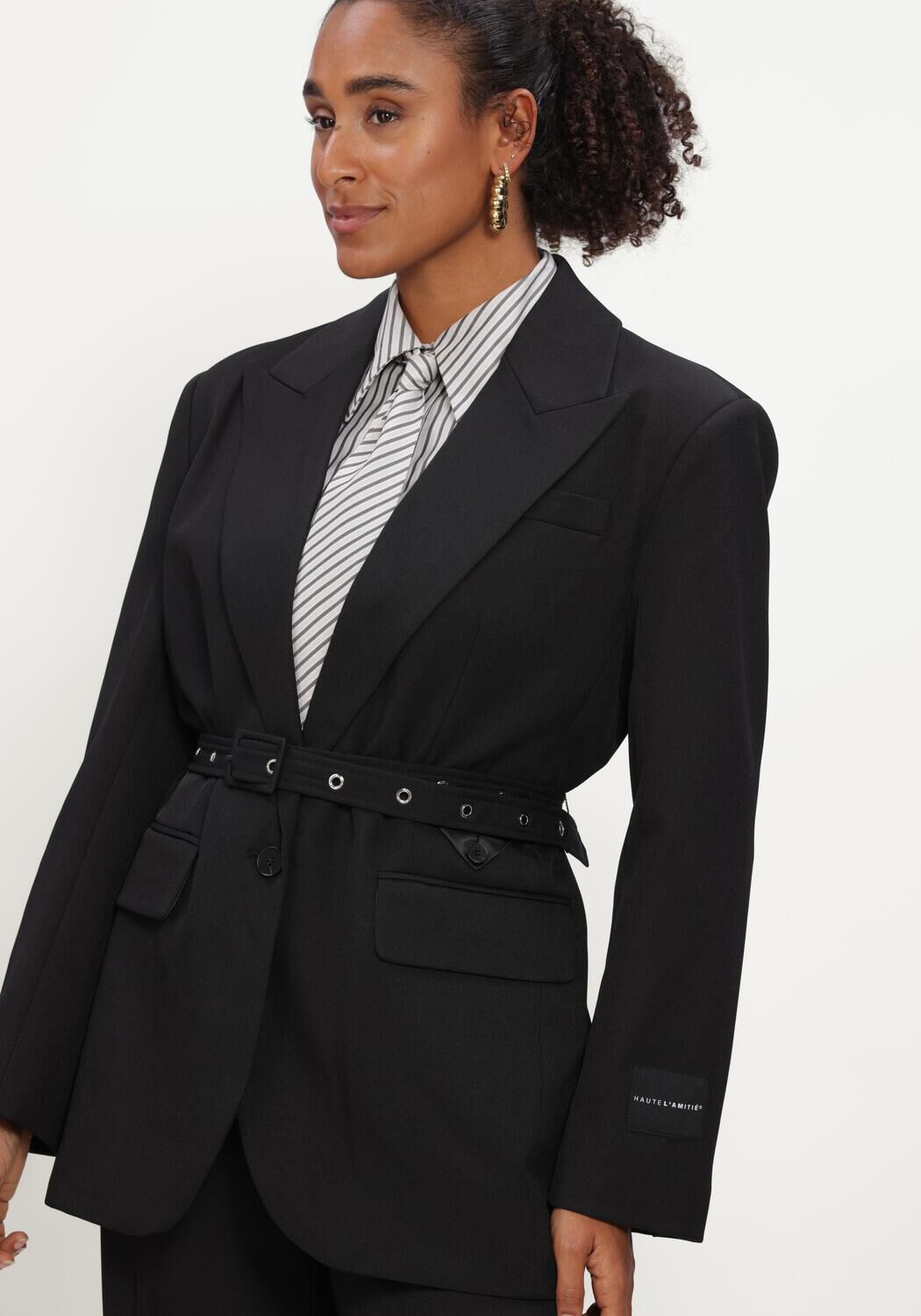 Schwarze HAUTE L'AMITI&Eacute; Blazer PREMIERE OVERSIZE BELT BLAZER - large