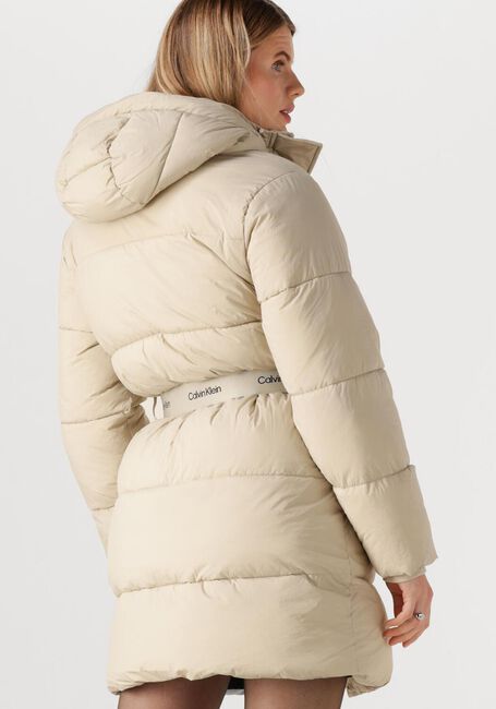 Beige CALVIN KLEIN Wattierte Jack BELTED MIDWEIGHT LONG PUFFER - large