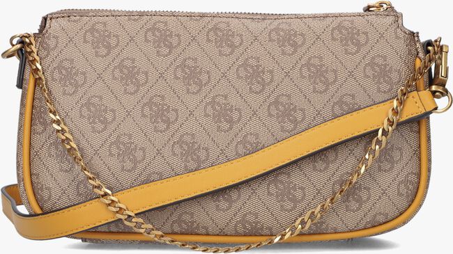 Camelfarbene GUESS Umhängetasche IZZY DOUBLE POUCH CROSSBODY - large