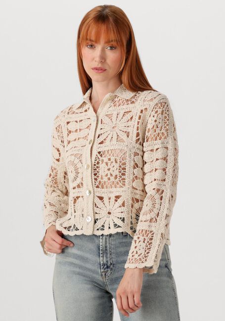 Ecru SUMMUM Blusen SHORT CARDIGAN FLOWER CROCHET KNIT - large