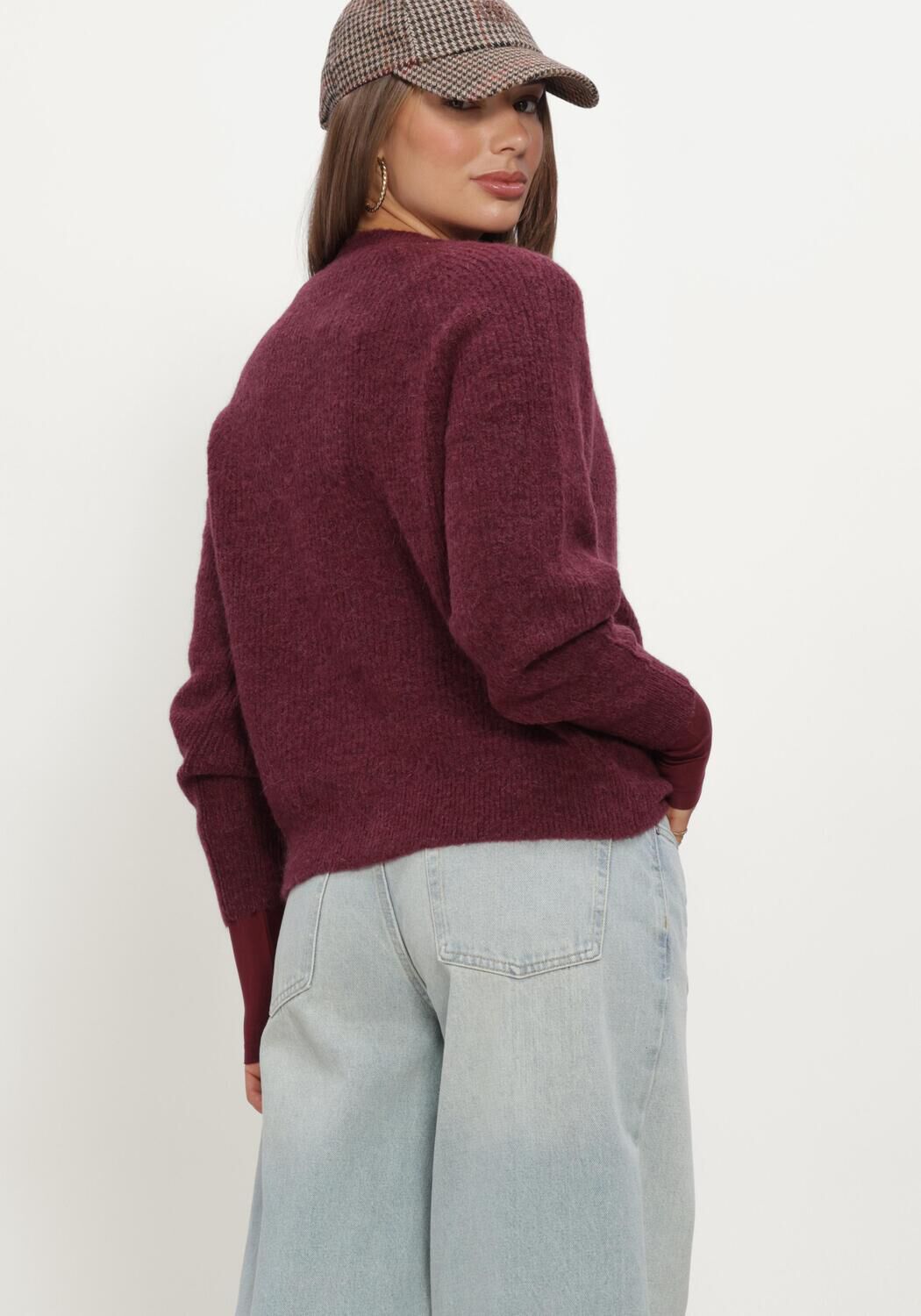 Bordeaux SELECTED WOMEN Pullover SLFLULU LS KNIT SHORT CARDIGAN - large