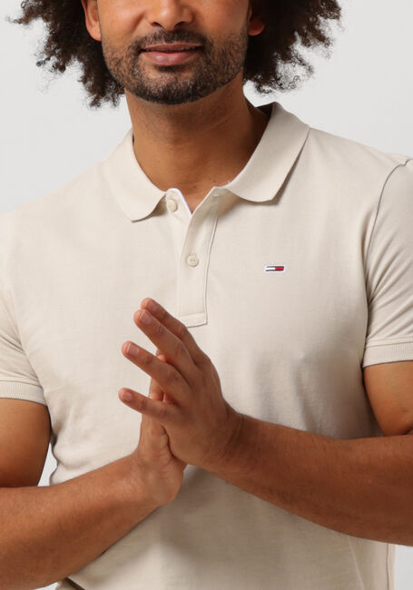 Beige TOMMY JEANS Polo-Shirt TJM SLIM PLACKET POLO - large