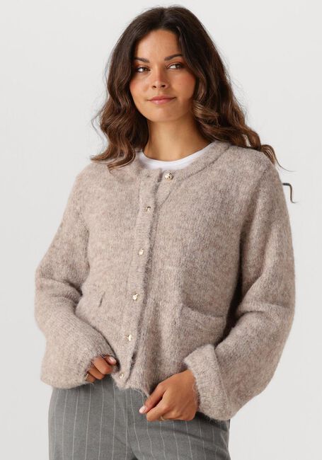 Beige OBJECT Strickjacke OBJSAGGIA RE L/S KNIT CARDIGAN - large