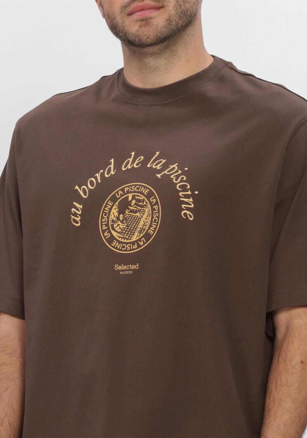 Braune SELECTED MEN T-shirt LHBOXYNORMAN GRAPHIC SS O-NECK TEE - large