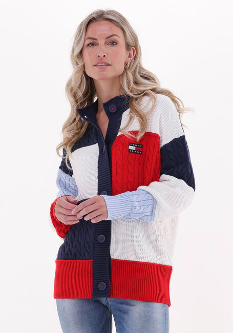 Mehrfarbige/Bunte TOMMY JEANS Strickjacke TJW OVRSZD BACK FLAG CARDIGAN - large