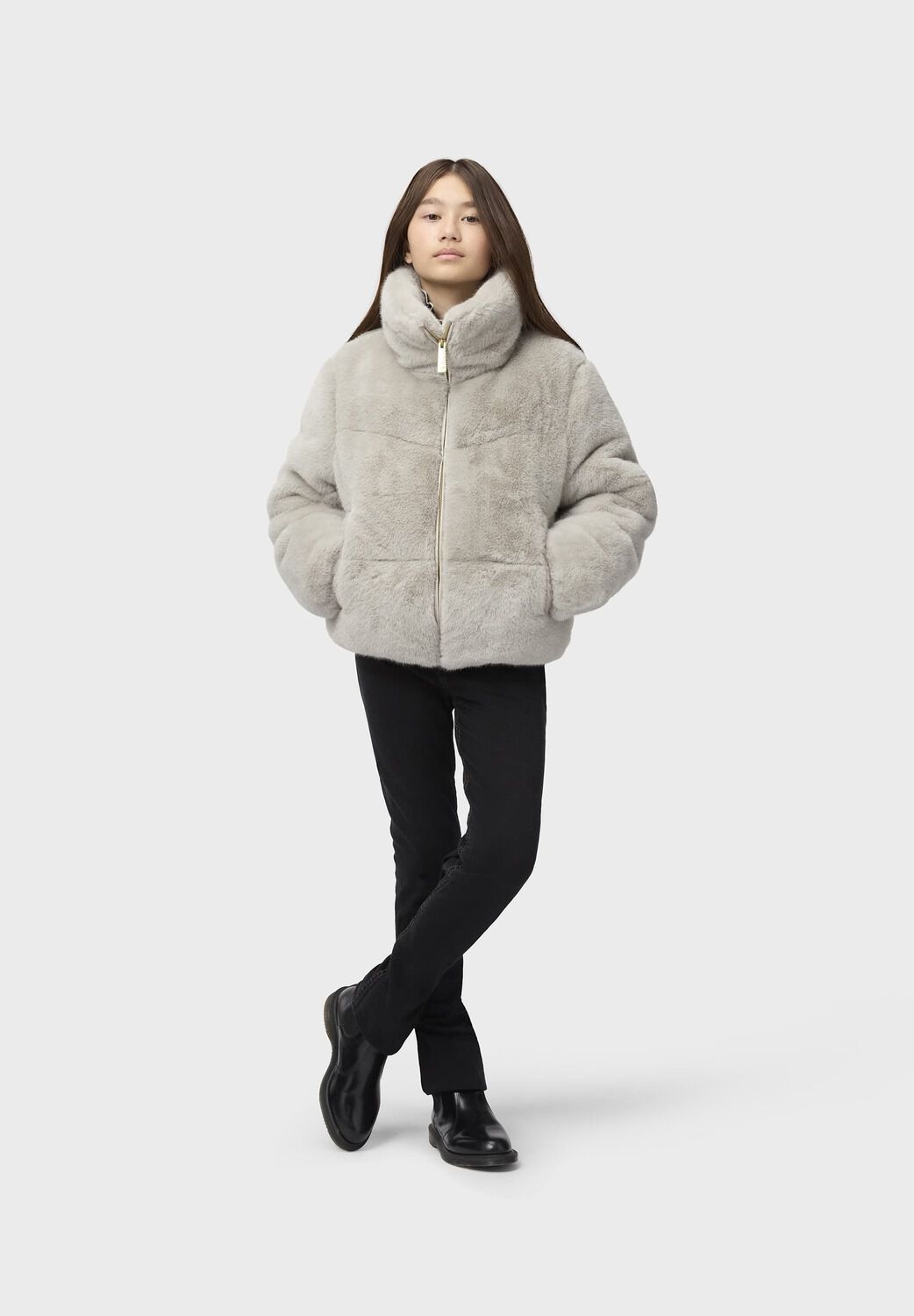 Hellgrau MOLO Fake-Fur-Jack HAVI - large