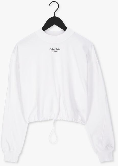 Weiße CALVIN KLEIN Sweatshirt STACKED LOGO MOCKNECK SWEATSHIRT - large